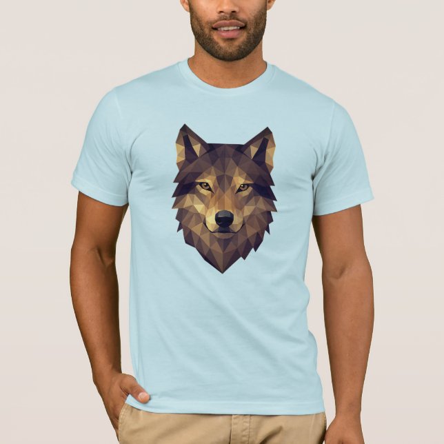 Camiseta Arte geométrico de cabeza de lobo poligonal en ton (Anverso)