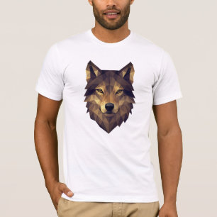 Camiseta Arte geométrico de cabeza de lobo poligonal en ton