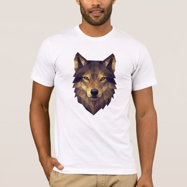 Camiseta Arte geométrico de cabeza de lobo poligonal en ton (Anverso)