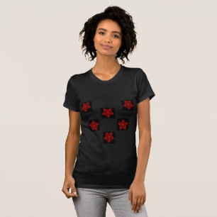 Camiseta Arte geométrico fino sangre estrella roja corazón