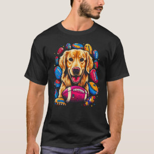 Camiseta Arte Golden Retriever Perro Fútbol Americano