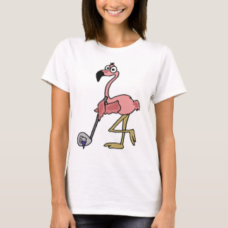 Camiseta Arte Golfing del flamenco rosado divertido