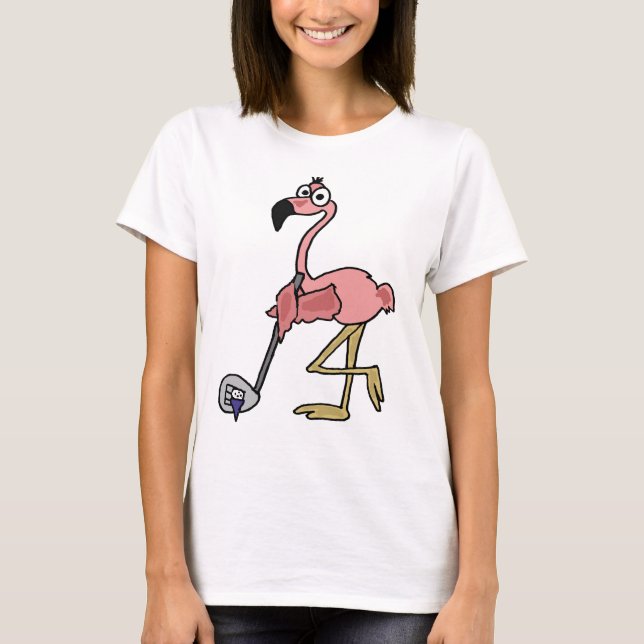 Camiseta Arte Golfing del flamenco rosado divertido (Anverso)