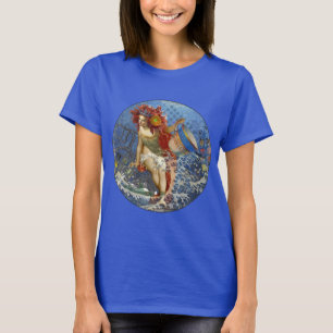 Camiseta Arte gótico azul de sirena de Acuario