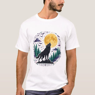 Camiseta Arte gótico de Halloween de luna aulladora de homb