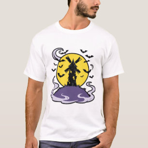 Camiseta Arte gótico de Halloween de murciélagos de molino
