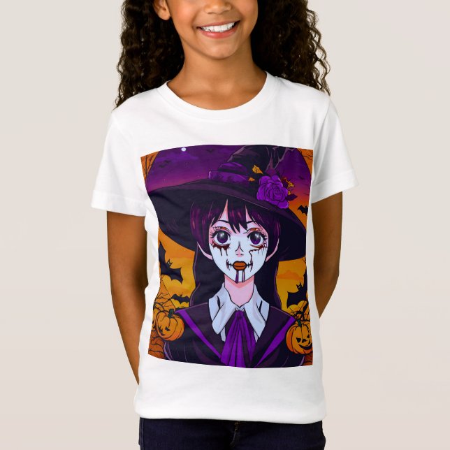 Camiseta Arte gótico de Halloween en Anime Witch (Anverso)
