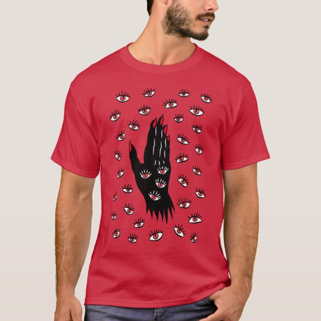 Camiseta Arte gótico de Halloween - Ojos espeluznantes de m (Anverso)