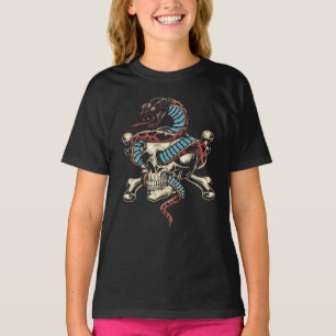 Camiseta Arte Gótico de Serpiente y Cráneo