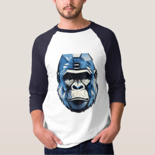 Camiseta Arte gráfico de Ciberorgánico Gorila Azul Futurist