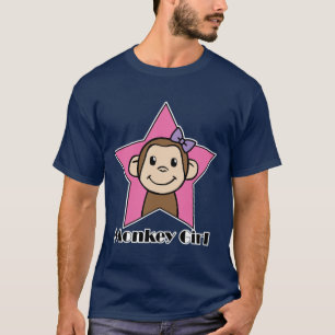 Camiseta Arte gráfico de dibujos animados sonrisa mono niña