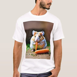 Camiseta Arte gráfico de hámster lindo comiendo zanahoria