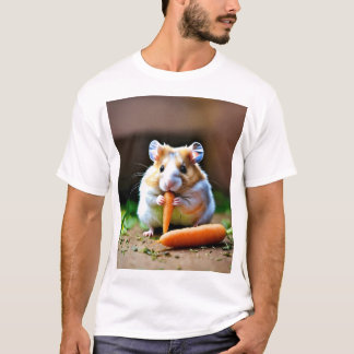 Camiseta Arte gráfico de hámster lindo comiendo zanahoria