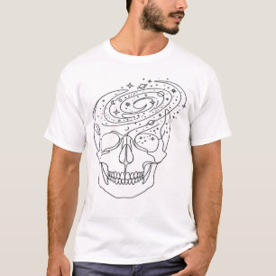 Camiseta Arte gráfico de línea de galaxia de cráneo celesti
