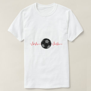 Camiseta Arte gráfico de línea de pulso de latido de fútbol