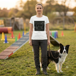 Camiseta Arte gráfico de perro de línea minimalista Border