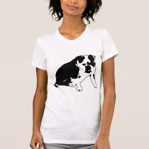 Camiseta Arte gráfico de silueta de Bulldog en negro y blan