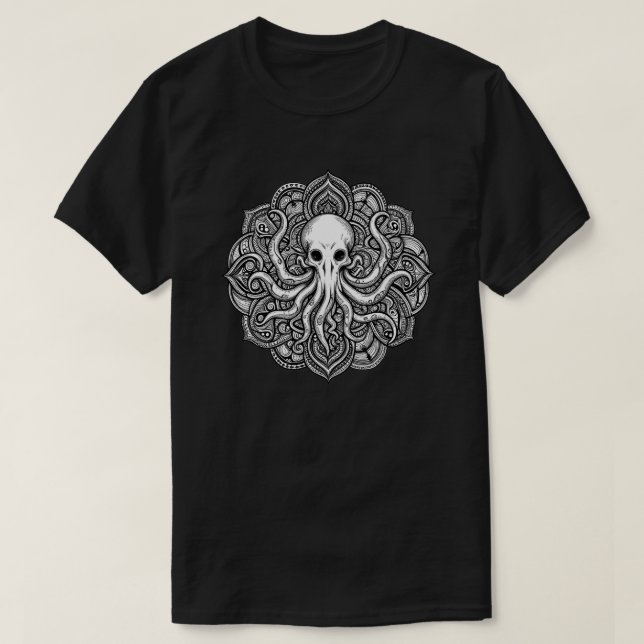 CAMISETA ARTE GRÁFICO DECAL CTHULHU NECRONOMICON CULTUAL (Diseño del anverso)