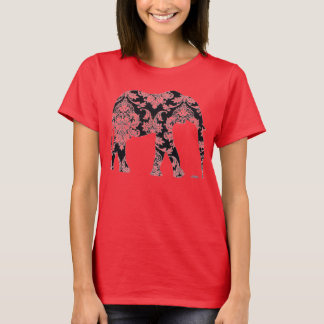 Camiseta Arte gráfico del damasco elefante en el tee