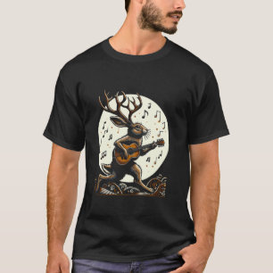Camiseta Arte Gráfico Divertido Jackalope Tocando Guitarra