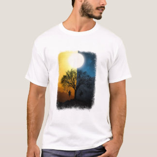 Camiseta arte gráfico hermoso de amanecer vs atardecer