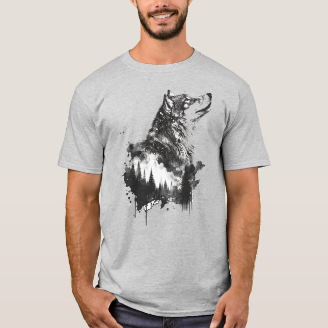 Camiseta Arte gráfico Wolf: Lobos animales Fan Art (Anverso)
