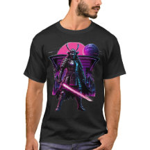 Arte guerrero vaporwave de samurái cibernético de 