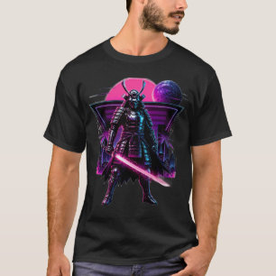 Camiseta Arte guerrero vaporwave de samurái cibernético de