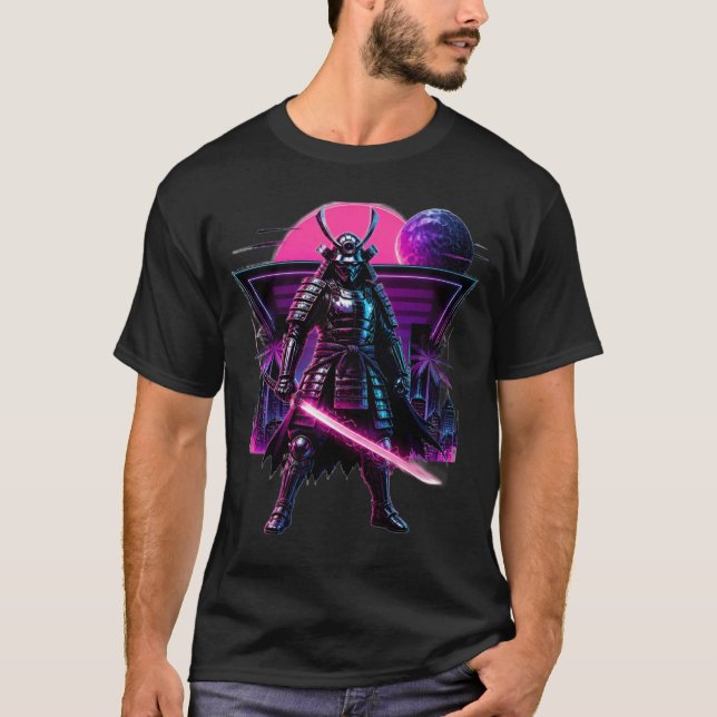 Camiseta Arte guerrero vaporwave de samurái cibernético de  (Anverso)