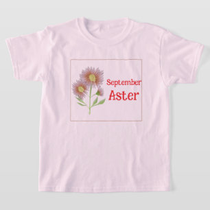 Camiseta Arte infantil Aster Flor Cumpleaños Septiembre