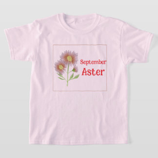 Camiseta Arte infantil Aster Flor Cumpleaños Septiembre