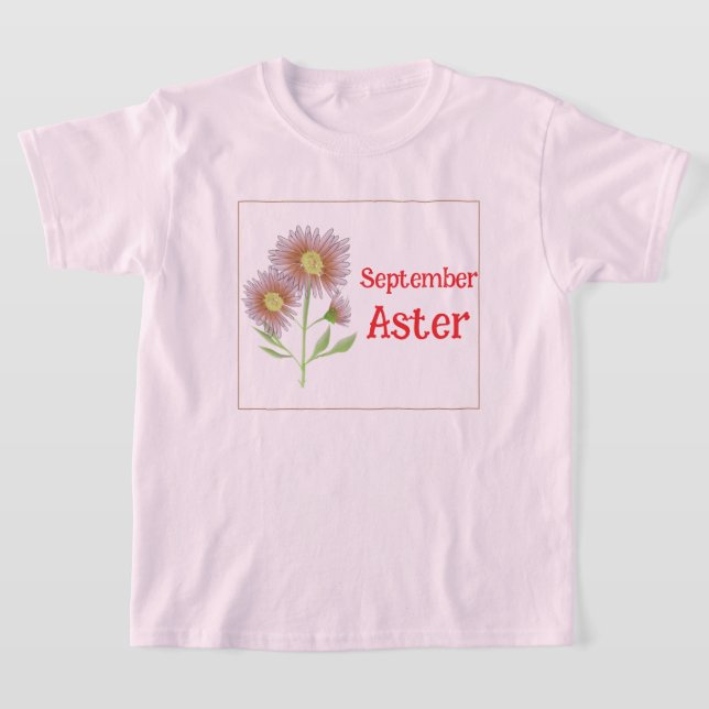 Camiseta Arte infantil Aster Flor Cumpleaños Septiembre (Distribución)