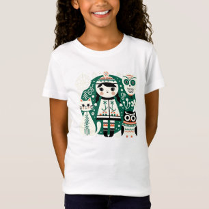 Camiseta Arte infantil escandinavo, Verde, Folclore escandi