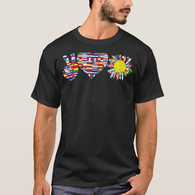 Camiseta Arte Inspirado Paz Amar la Herencia Hispana Mes La (Anverso)