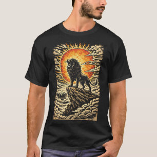 Camiseta Arte Inspirador - León Rugiendo Bajo El Sol