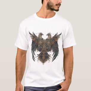 Camiseta Arte Intrincado con Dos Águilas y Adornos Ornament