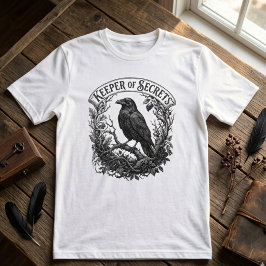 Camiseta Arte Intrincado de Cuervo con Letra Góticay Academ
