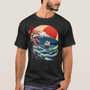 Camiseta Arte japonés al estilo de Japón Kanagawa Monte Fuj