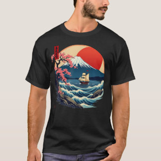 Camiseta Arte japonés al estilo de Japón Kanagawa Monte Fuj