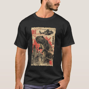 Camiseta Arte Japonés Antiguo Anime Capybara Kaiju Monstruo