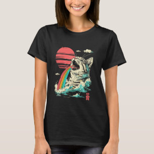 Camiseta Arte japonés de monstruo Kaiju legendario gato rar