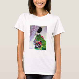 Camiseta Arte japonés del geisha con el kimono y el