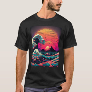 Camiseta Arte Japonés Estilo Ukiyo-e Retrowave Gran Ola de