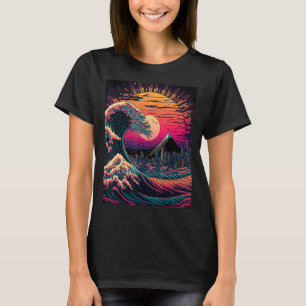Camiseta Arte Japonés Estilo Ukiyo-e Retrowave Gran Ola de