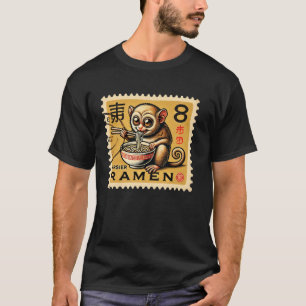 Camiseta Arte Japonés Fideos Sello Postal Vida Silvestre Ta