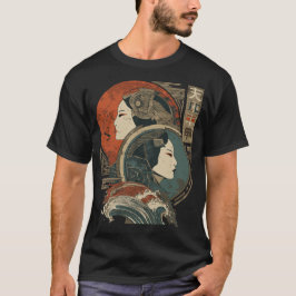Camiseta Arte japonés gemini zodiaco | Femenino Portrait Ea