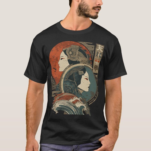 Camiseta Arte japonés gemini zodiaco | Femenino Portrait Ea (Anverso)