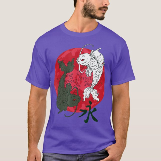 Camiseta Arte japonés Koi pescado Koi blanco negro Koi japo (Anverso)