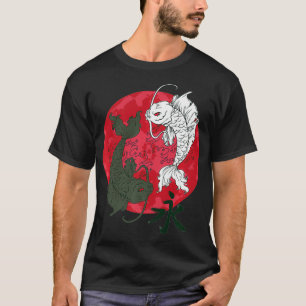Camiseta Arte japonés Koi pescado Koi blanco negro Koi japo
