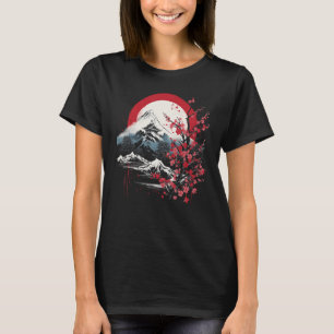 Camiseta Arte japonés Monte Fuji Florece cerezo en Japón